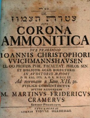De ʿAṭārat hā-ʿAmmôn Sive Corona Ammonitica