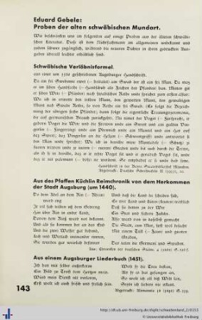 Proben der alten schwäbischen Mundart.