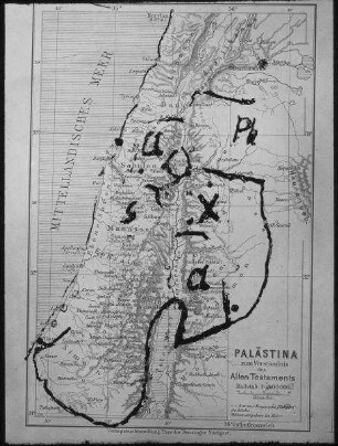 Karte von Palästina [auf Karte händische Einzeichnungen]