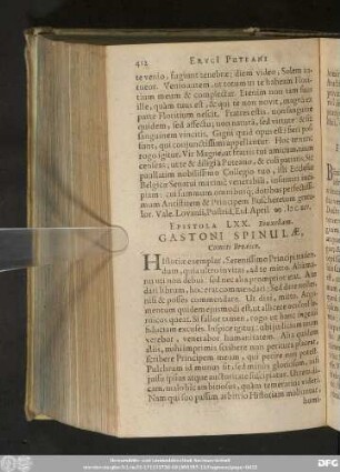 Epistola LXX. Bruxellam. Gastoni Spinulae, Comiti Broaico.