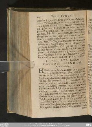 Epistola LXX. Bruxellam. Gastoni Spinulae, Comiti Broaico.