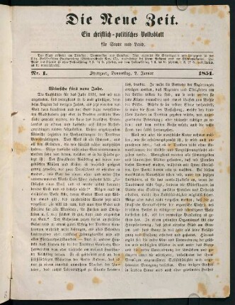 1-52, Januar 1851 (Nr. 1 - 13)
