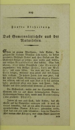 Fünfte Abtheilung. Das Gemeinnützlichste aus der Naturlehre