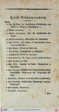 Herrn Pränumeranten