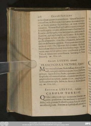 Epist. LXXXVI. Lovanii. Francisco A. S. Victore, Equiti.