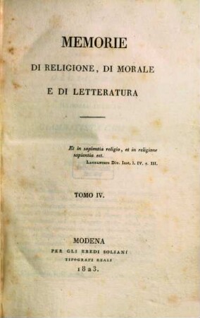 Memorie di religione, di morale e di letteratura, 4. 1823 = Fasc. 10 - 12