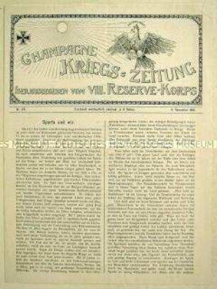 Kriegszeitung des VIII. Reserve-Korps von der Westfront