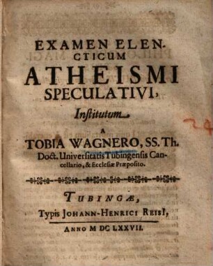 Examen elencticum Atheismi speculativi