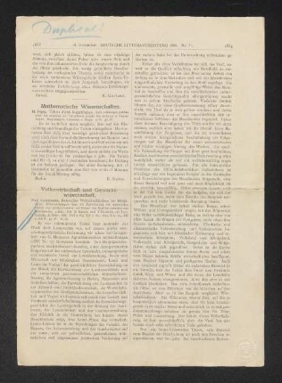 [Rezension] Deutsches Wirtschaftsleben im Mittelalter [von Karl Lamprecht]