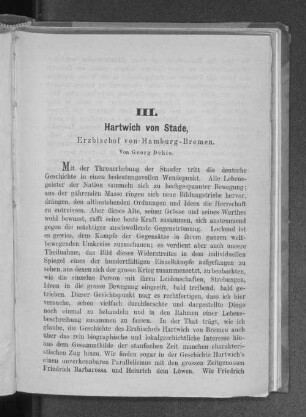 III. Hartwich von Stade, Erzbischof von Hamburg-Bremen. Von Georg Dehio.