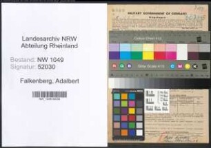 Entnazifizierung Adalbert Falkenberg , geb. 01.05.1909 (Saenger)