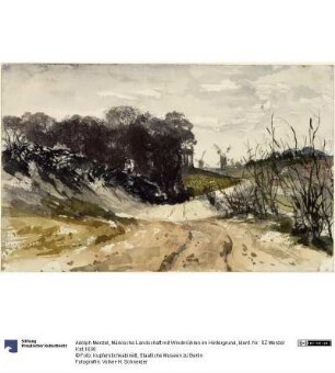 Märkische Landschaft mit Windmühlen im Hintergrund