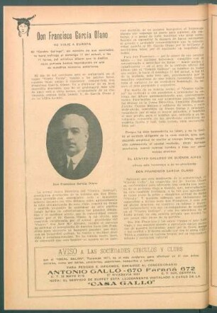 Don Francisco García Olano : Su viaje a Europa