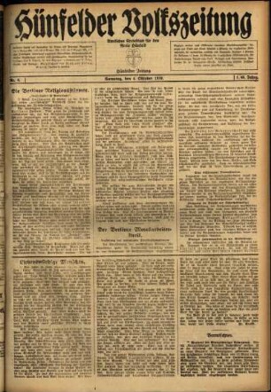 Ausgabe vom Samstag, den 04. Oktober 1919.