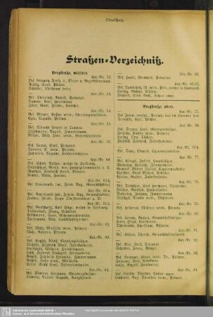 Häuserbuch : Straßen-Verzeichniß