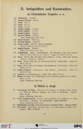 b) Möbel u. dergl. (Nr. 341-361)