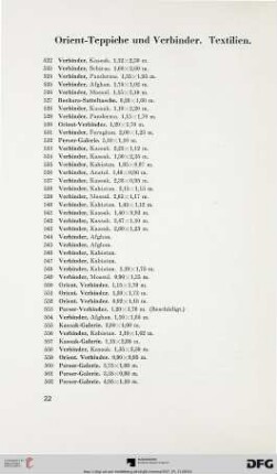 Orient-Teppiche und Verbinder. Textilien (Nr. 522-615)
