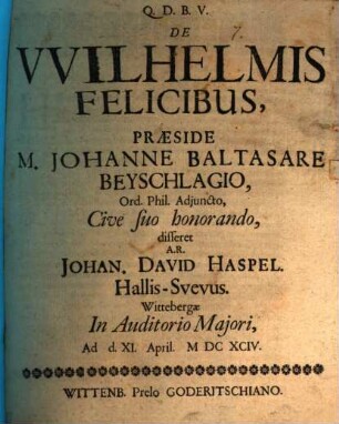 De Wilhelmis felicibus