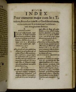 Index. Prior numerus major cum lit. t. Titulum, secundus cum lit. n. numerum Considerationis marginalem denotat.