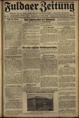 Erste Ausgabe vom Donnerstag, den 16. März 1933.