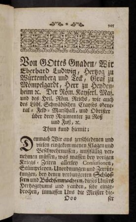 945-958, Vorwort. Erstlich. - Dreytzehendes.