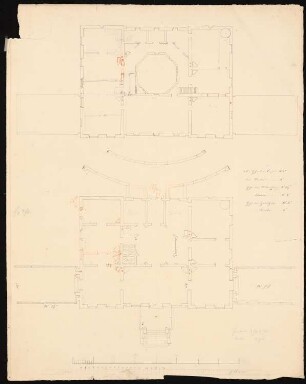 Schloss im klassizistischen Stil: Grundriss Erd- und Obergeschoss