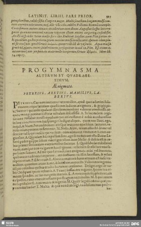 Progymnasma Alterum Et Quadragesimum. Aenigmata