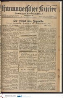 Hannoverscher Kurier : Hannoversches Tageblatt ; Morgenzeitung für Niedersachsen