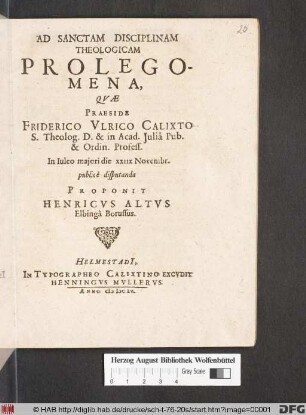 Ad Sanctam Disciplinam Theologicam Prolegomena