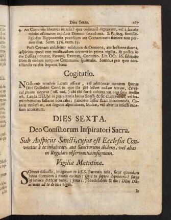167-184, Deo Consiliorum Inspiratori Sacra.-Lectio Antemeridiana.