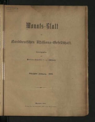 3.F. 80.1919: Monatsblatt der Norddeutschen Missionsgesellschaft