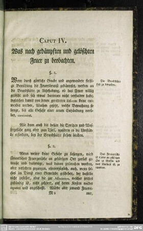 Caput IV. Was nach gedämpften und gelöschten Feuer zu beobachten