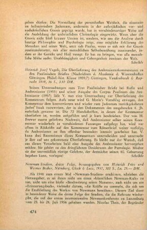 474-478 [Rezension] Newman-Studien