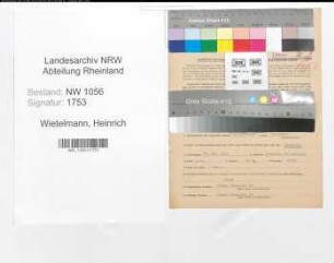 Entnazifizierung Heinrich Wietelmann , geb. 24.12.1914 (Gaertner)
