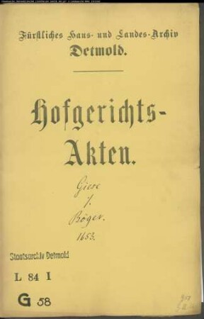 Giese, Johanns Witwe Elisab. Stockdeich (Stockdiek) gegen Bernd Böger, Vogt zu Lage - Schuldforderung