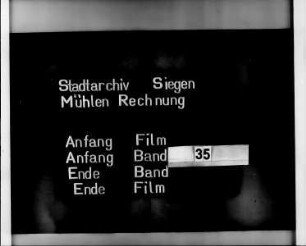 Mühlen-Rechnung der Stadt Siegen