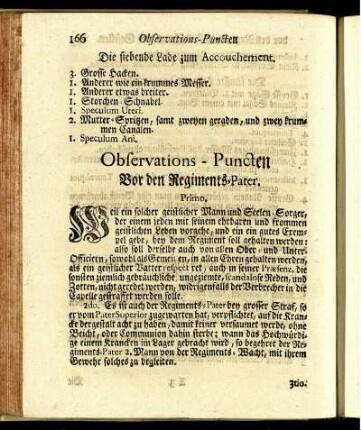 Observations-Puncten vor den Regiments-Pater.