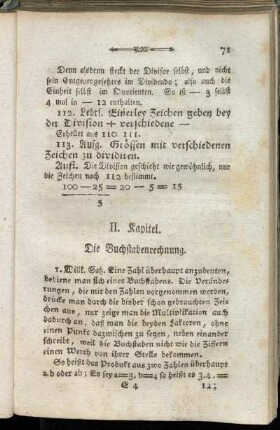 II. Kapitel. Die Buchstabenrechnung.