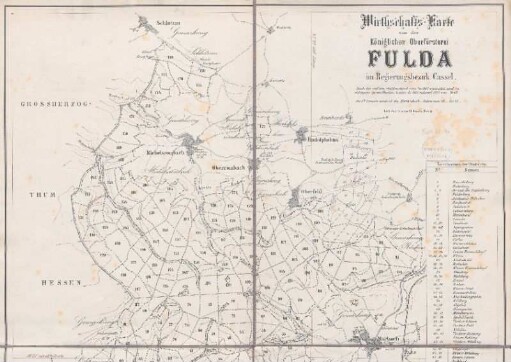 Wirthschaftskarte von der Königlichen Oberförsterei Fulda im Regierungsbezirk Cassel.
