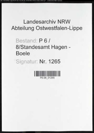 Sterberegister Standesamt Hagen-Boele (Hagen III)