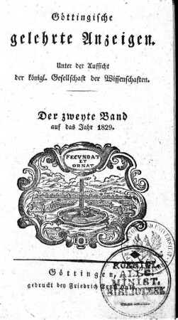 1829,2: Göttingische gelehrte Anzeigen