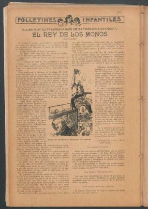 El rey de los monos : Folletines infantiles - Viajes muy extraordinarios de Saturnino Farandoul - (Continuación)