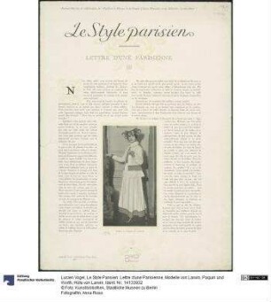 Le Style Parisien: Lettre d'une Parisienne, Modelle von Lanvin, Paquin und Worth, Hüte von Lanvin