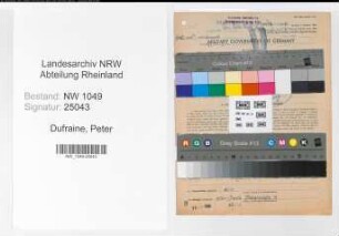 Entnazifizierung Peter Dufraine , geb. 27.06.1894 (Lokomotivfuehrer)