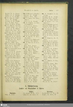 3. Abtheilung. Berufsklassen und Gewerbebetriebe : 3. Abtheilung. Handels- und Gewerbestand in Schönau