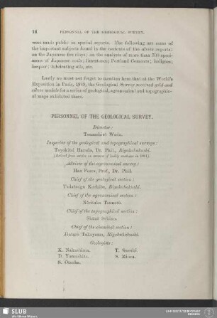 Personnel of the geological survey