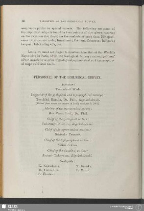 Personnel of the geological survey