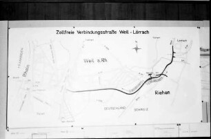 Freiburg: Regierungspräsidium; Gesamtlageplan; zollfreie Verbindungsstraße Weil-Lörrach