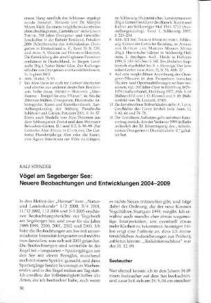 Vögel am Segeberger See: Neuere Beobachtungen und Entwicklungen 2004-2009