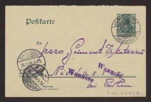 Schreiben an Hermann Muthesius (Postkarte)